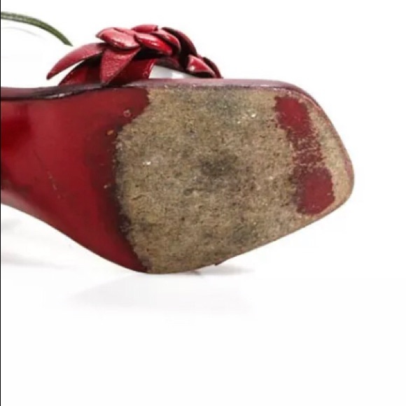 Valentino romantic red flower green vine sandals - Picture 2 of 4